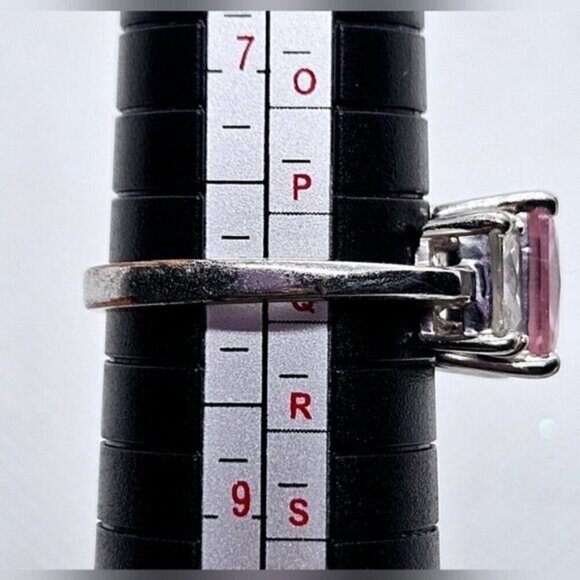 Romantic Pink Zircon Luxury Crystal Stone Silver Tone Ring - Picture 7 of 8